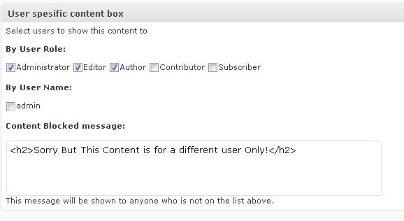 User specific content plugin